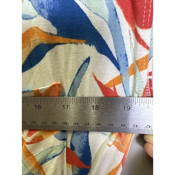 Tommy Bahama Midi Dress M Sleeveless Tie Waist White Floral Tropical Hawaii - Picture 6 of 9